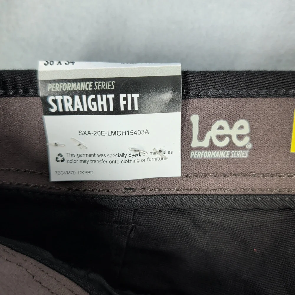Lee Pants Mens 36x34 Black Extreme Comfort Performance Straight Fit Stretch